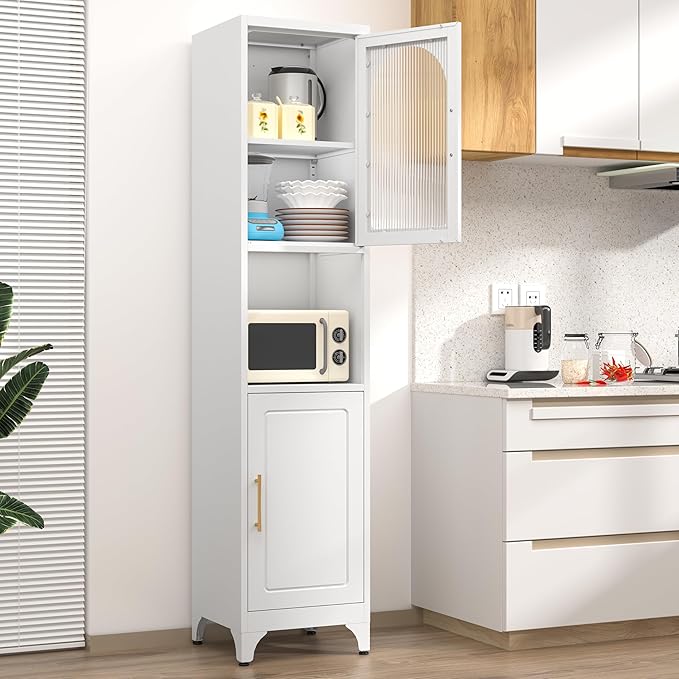 Tall Bathroom Storage Cabinet,Freestanding Storage Cabinet with Doors and Shelves,Slim Bathroom Cabinets,Small Cabinets for Living Room