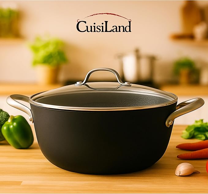 Cuisiland 7QT/11.5'' Honeycomb Cast Iron Casserole with Lid ??Non-Stick Dutch Oven Pot, Stainless Steel Handles, Oven Safe, Classic Cast Iron Heat Retention