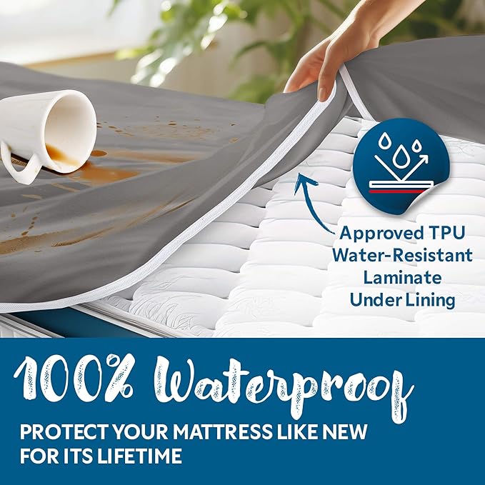 Guardmax Jersey Knitted Twin Zippered Mattress Encasement - Waterproof & Bed Bug Proof Mattress Protector - Comfortable, Soft, and Noiseless Zippered Bedding - Dust Mite Proof (39 x 75 x 10)