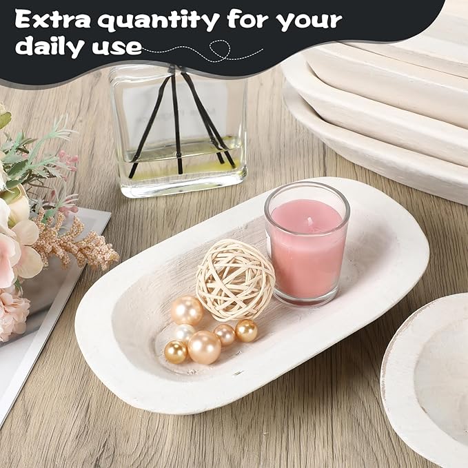Nuogo 10 Pack Wooden Dough Bowls Bulk 8.5 Inch Rustic Dough Bowls for Wedding DIY Candle Home Crafts Making Farmhouse Fruits Supplies Decoration(White)