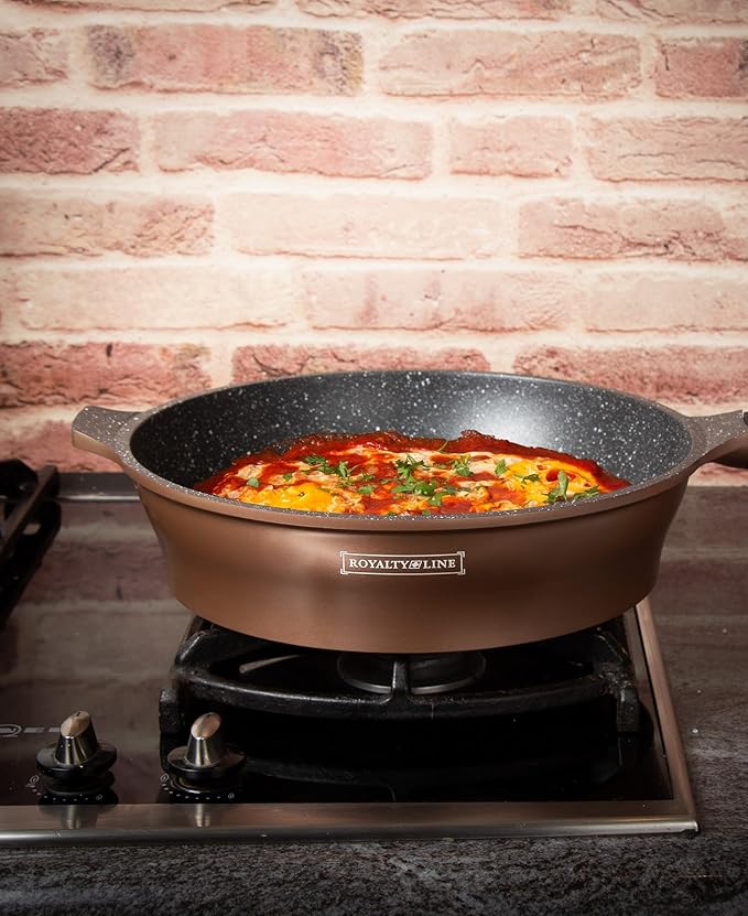 17 piece Induction Cookware Set - with Non-Stick Coating - Stackable Pots and Pans Set with Removable Handles - Oven Ready - PFOA Free - All Heat Sources - copper