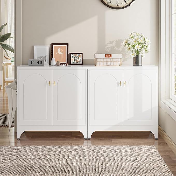 Coffee Bar Cabinet,Kitchen Storage Cabinet,Buffet Cabinet with Storage and Adjustable Shelf,White Sideboard Buffet Cabinets for Living Room