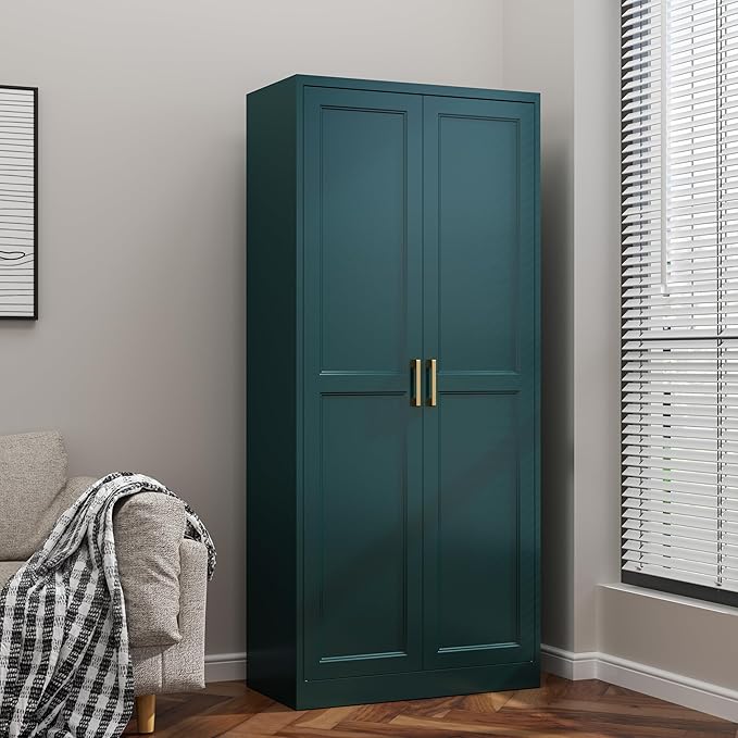71??Metal Tall Kitchen Pantry Cabinet,Storage Cabinet with Doors and Adjustable Shelves,Modern Kitchen Hutch Cabinet,Freestanding Cupboard for Dining Living Room