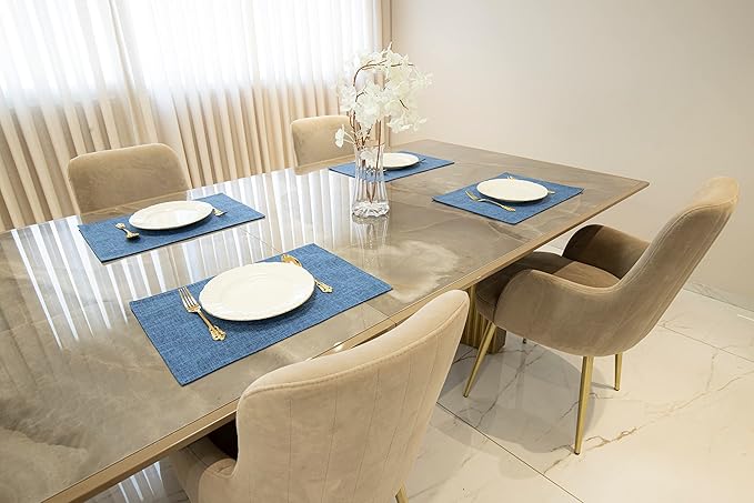 HOMEYNICE Placemat Set-Washable Place Mats for Parties, Elegant Table Mats for Kitchen Table, Set of 4 Dining Table Placemats, Heat-Resistant Cloth Placemats for Indoor and Outdoor,13x19-Navy Blue