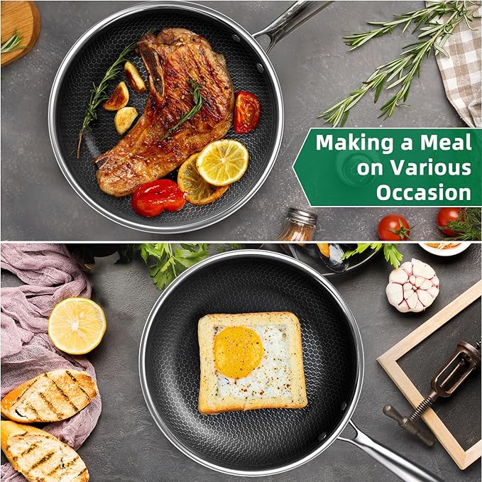 MOMOSTAR Hybrid Nonstick 10-Inch Frying Pan - Induction Cookware for Easy Cooking