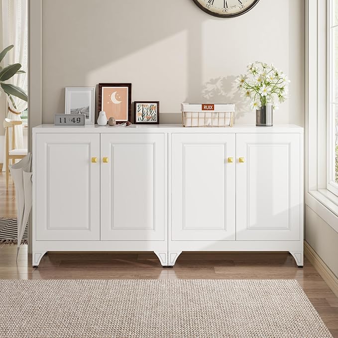 Coffee Bar Cabinet,Kitchen Storage Cabinet,White Buffet Cabinet with Storage and Adjustable Shelf,Sideboard Buffet Cabinets for Living Room