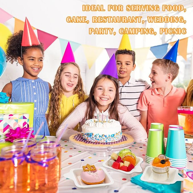 Remerry 600 Pcs Small 4 Inch Paper Plates Bulk Disposable Plates Paper White Square Dessert Cake Party Snack Sugarcane Bagasse Fiber Wedding Birthday Dinner Graduation Pet Feeding (4.45 x 5.24 Inch)