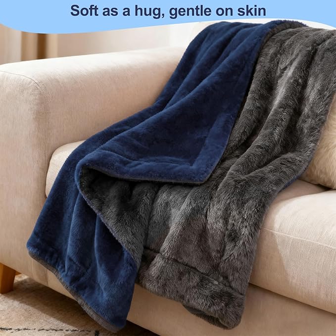 Electric Heated Blanket Throw 50" x 60" Soft Dual-Sided Flannel Fast Heating 12 Heat Levels 1??2H Timer & Overheat Protection & Auto Shut-Off & ETL FCC & Machine Washable (Single 50''x60'')