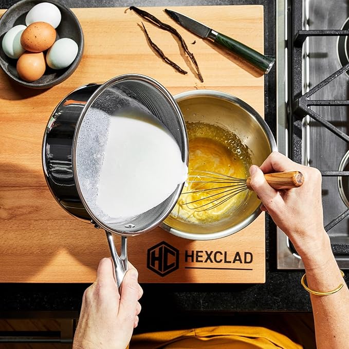 HexClad Hybrid Nonstick 2-Quart Saucepan with Tempered Glass Lid, Stay-Cool Handle, Dishwasher-Friendly, Oven-Safe Up to 900째F, Induction Ready, Compatible with All Cooktops