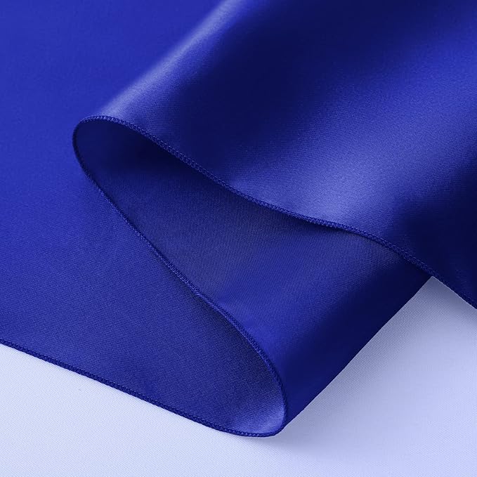 Horbaunal 6 Pack Satin Runners 12 x 108 Inch Bright Silky Smooth Satin Table Runners for Birthday Wedding Party Banquets, Royal Blue