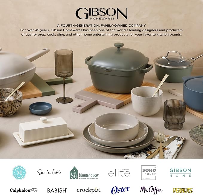 Gibson Elite Matisse 16-Piece Dinnerware Set ??Double Bowl Reactive Glaze Cereamic Stoneware in Blue ??Plates and Bowls Sets for 4, Microwave & Dishwasher Safe, Rustic Modern Design