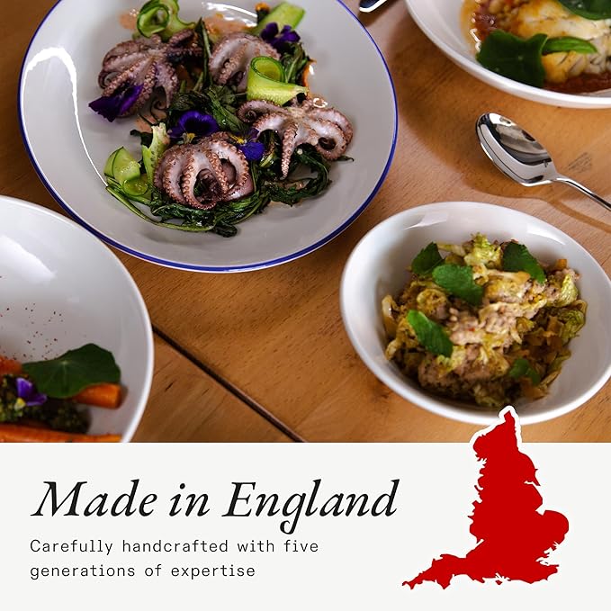 Made In Cookware - Set of 4 - Side Bowls - White With Navy Rim - Porcelain England