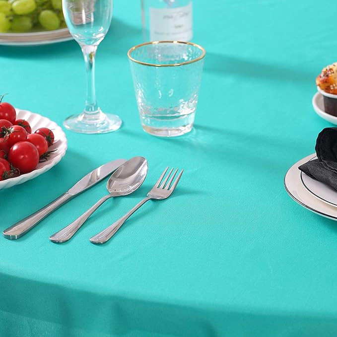 Cupuamon 108 inch Round Tablecloth Washable Polyester Table Cloth Decorative Table Cover for Wedding Party Dining Banquet(108 inch,Turquoise)