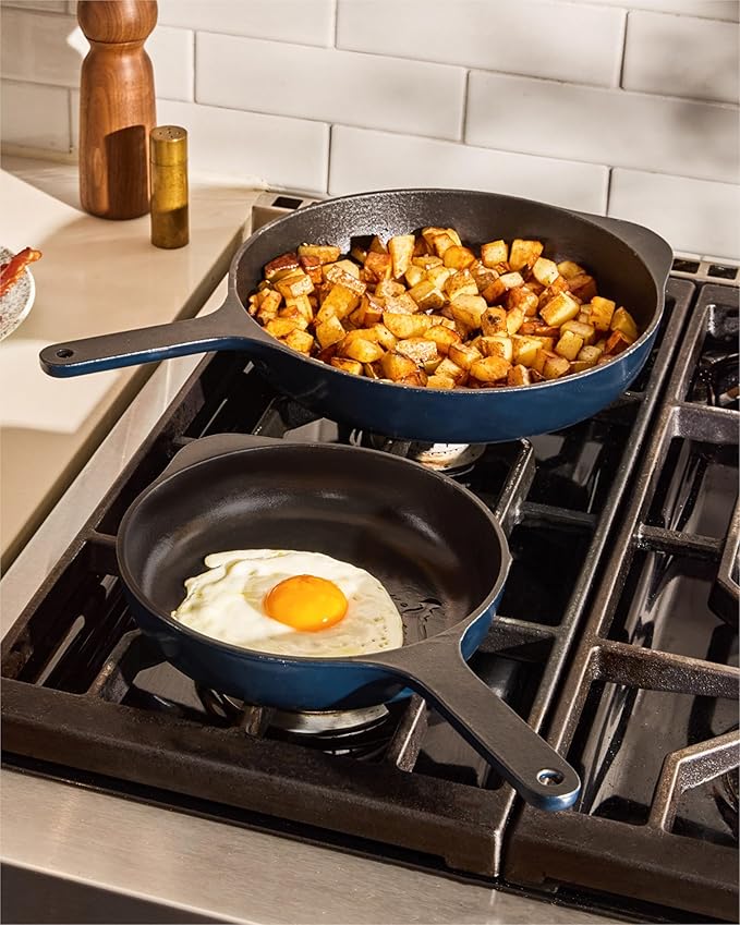 Caraway Cast Iron Skillet - 8??Enameled Cast Iron Pan With 3 Layer Enamel Coating - No Seasoning Required - Compatible With All Stovetops - Free From Forever Chemicals - Charcoal