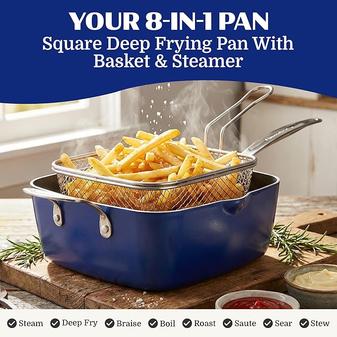 Granitestone Ceraluxe 20Pcs Ceramic Cookware Set Nonstick, Complete Pots and Pans Set Non Stick with 5 Pc Bakeware Set, Deep Frying Pan Set, & Steamer, Non Toxic PFOA Free, Oven & Dishwasher Safe