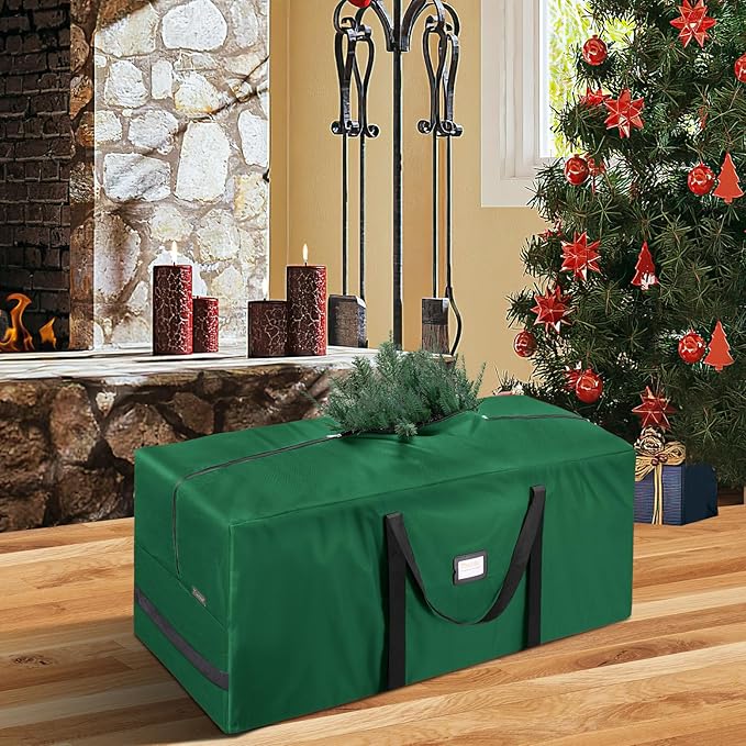 BALEINE 9 ft Christmas Tree Storage Bag, Heavy Duty 900D Oxford Fabric with Reinforced Handles and Dual Zippers Wide Opening, Extra Large Storage Container for Trees and Decorations (Green)