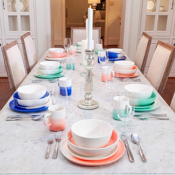 Ombre Dinner Plates Oia Blue - 10.25 inch Porcelain Plates Set, Ceramic Plate Set of 4 - Ombre Dinnerware Collection - Oia Plates