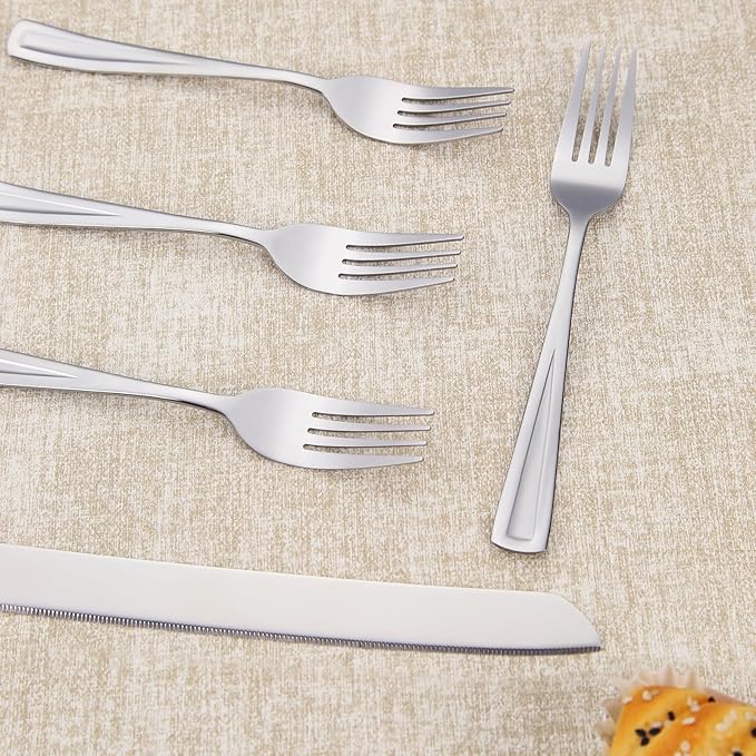 GoGeiLi 6-Piece Cake Serving Set, 13-inch Wedding Cake Knife and Server with 4 Dessert Forks, Premium 18/0 Stainless Steel, Elegant Mirror Finish, Dishwasher Safe