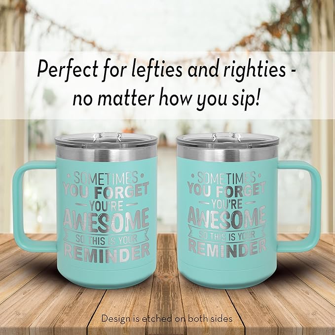 Spotted Dog Company Inspirational Travel Coffee Mug, Inspirational Gifts for Men Dad Father Wife Sister Women, Birthday For Him Her, You?셱e Awesome Tumbler, Teacher Coworker Gifts 15oz Teal