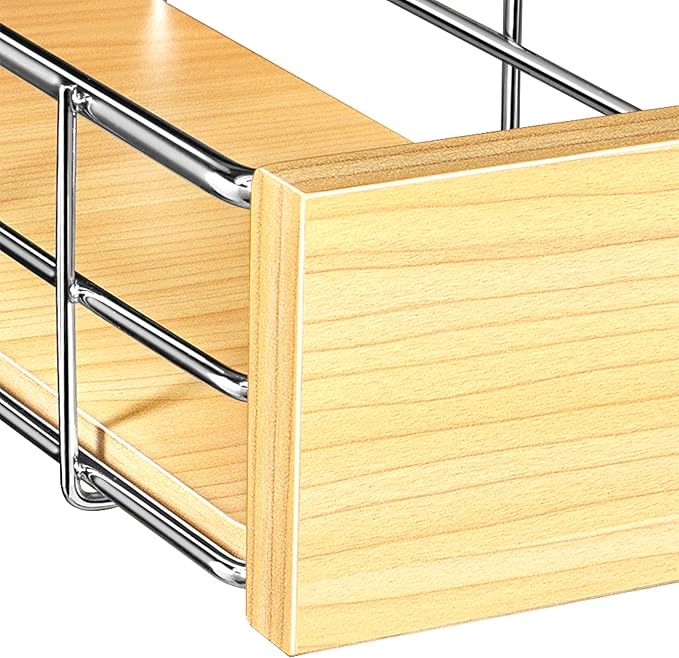 LYNK PROFESSIONAL짰 SELECT??Pull Out Under Sink Kitchen Cabinet Organizer - 11.5 in. x 18 inch deep Drawer - Sliding Shelf Organizer and Undersink Storage Shelves - Lifetime Ltd. Warranty ??Chrome