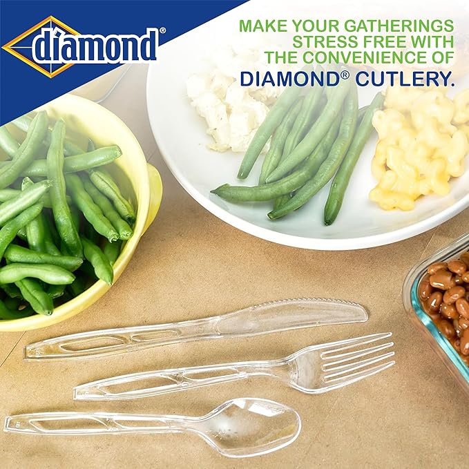 Diamond짰 All Occasion Clear Disposable Cutlery Set 288 Count (288 Cutlery Set)