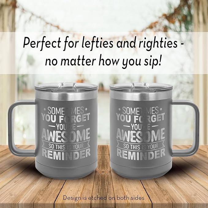 Spotted Dog Company Inspirational Travel Coffee Mug, Inspirational Gifts for Men Dad Father Wife Sister Women, Birthday For Him Her, You?셱e Awesome Tumbler, Teacher Coworker Gifts 15oz Gray