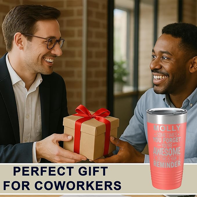 Personalized Inspirational Tumbler, Inspirational Gifts for Men Dad Father Wife Sister Women, Custom Birthday For Him Her, Customized You?셱e Awesome Tumbler, Teacher Coworker Gifts 20oz Coral