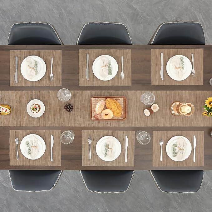 Myir JUN Table Runner, Vinyl Table Runner Indoor 55 Inch Long Arbitrarily Cropped Runner for Table Heatproof for Home Party (Light Brown, 15 x 55 inch)