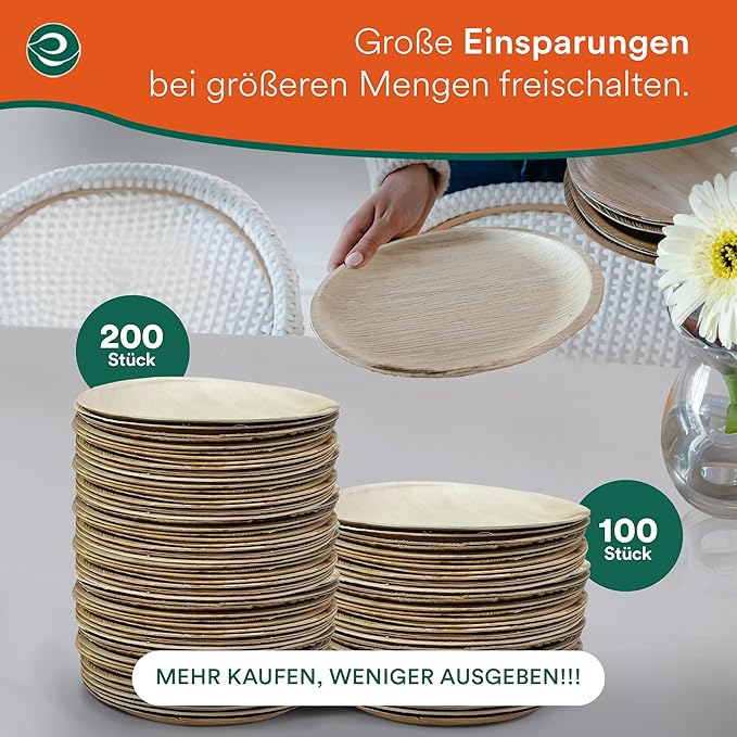 ECO SOUL Palm Leaf Plates 8"(400 Count) Round Compostable Bamboo Plates Heavy- Duty, Biodegradable Eco-Friendly Dinnerware for Christmas Party Dinner, Wedding, Holiday & Event