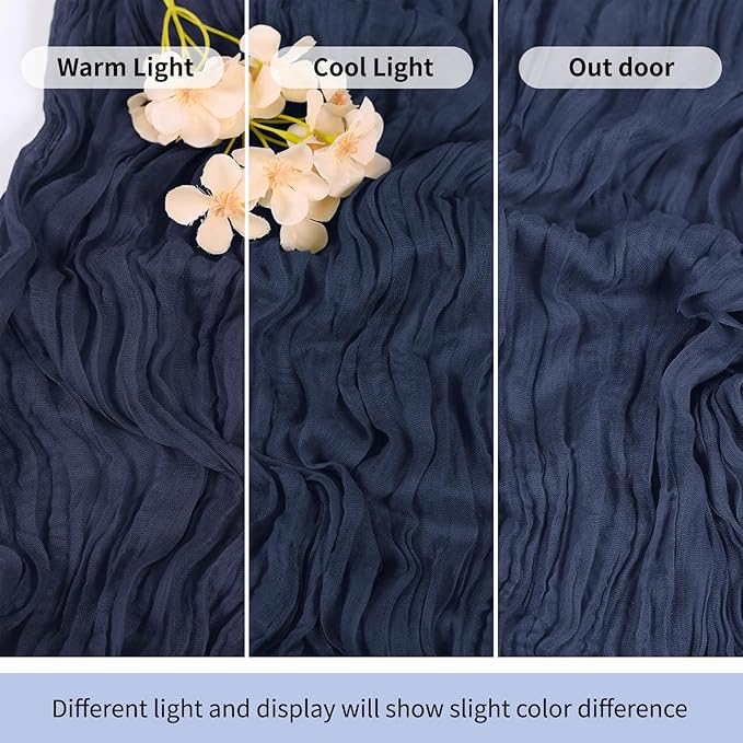 RealBox 6 Pack Navy Blue Cheesecloth Table Runner 17x108 Inch Semi Sheer Boho Gauze Cheese Cloth Fabric Table Runners Table Decor for Wedding Party Baby Shower Birthday Home Decor Garden Farmhouse