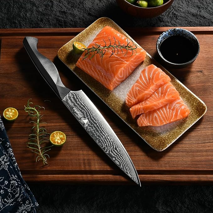 Professional Chef Knife 8 "Damascus Kitchen Knife 8C High carbon stainless steel Super sharp,Ergonomic Full Tang ABS Anti-Skid Handle utility knife Japanese Cooking Knife with Luxury Gift Box