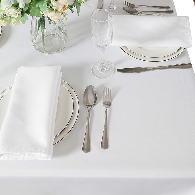 Cupuamon Square Tablecloth 52x52 inch Washable Polyester Fabric Table Cloth for Wedding Party Dining Banquet Decoration(52x52,White)