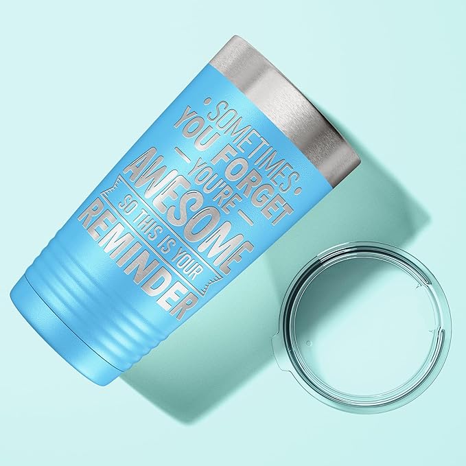 Spotted Dog Company Inspirational Tumbler, Inspirational Gifts for Men Dad Father Wife Sister Women, Birthday For Him Her, You?셱e Awesome Tumbler, Teacher Coworker Gifts 20oz Light Blue