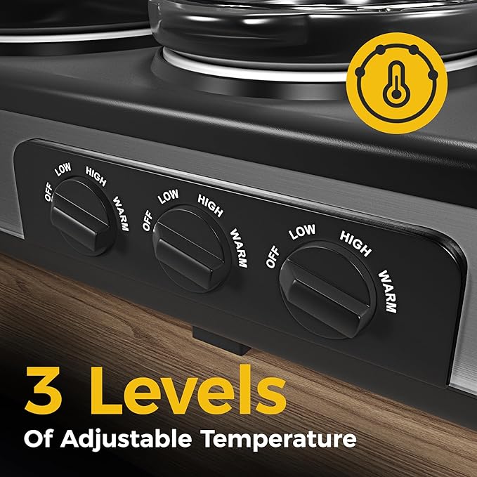 Sunvivi Triple Slow Cooker, Buffet Server & Warmer with 3 Removable Ceramic Pots, 3 Adjustable Temp Settings & 3 Metal Lid Rests, Stainless Steel, 3 * 1.5 Quarts Grey