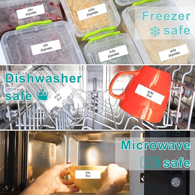 CATIFLIN 600 Blank Removable Freezer Label Stickers, 1?쓝3??Waterproof Adhesive Paper Tags with Perforation, Easy to Write & Peel for Food Jars, Bottles, Containers, Refrigerator, Storage
