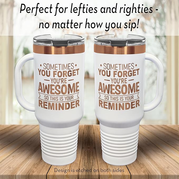 Spotted Dog Company Inspirational Tumbler, Inspirational Gifts for Men Dad Father Wife Sister Women, Birthday For Him Her, You?셱e Awesome Tumbler, Teacher Coworker Gifts 40oz White Copper