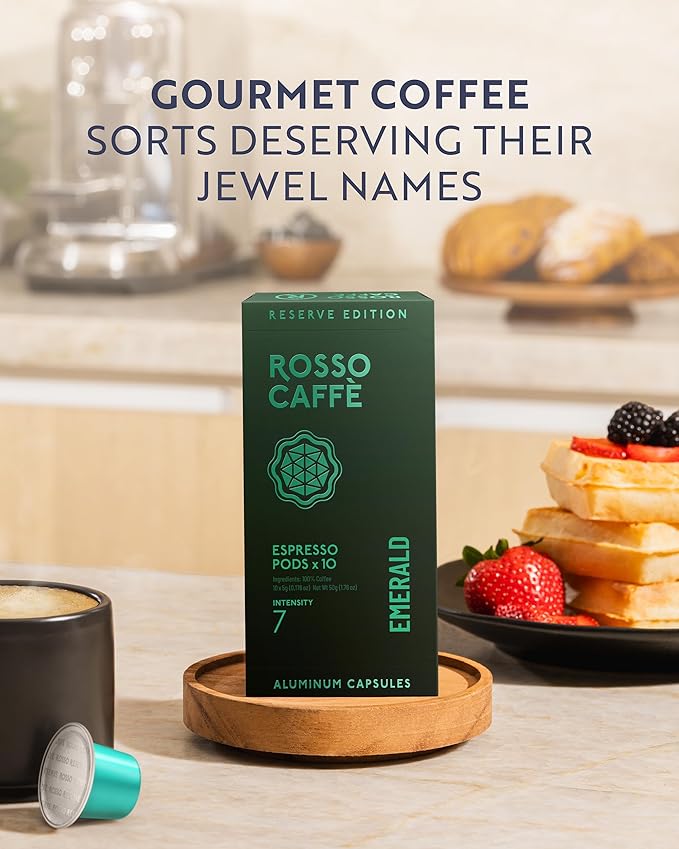 ROSSO CAFF횊 Espresso Coffee Pods for Nespresso Original Machines - 80 Capsules Variety Pack, 8 Signature Flavors, Medium to Dark Roast - Made in Italy