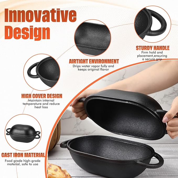 Maxdot 4qt Dutch Oven with Lid Enameled Cast Iron Sourdough Bread Pan for Christmas Baking Non Stick Single with Loop Handles for Christmas Family Homemade Breadbaking(Black)