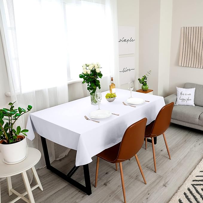 Utopia Kitchen Rectangle Table Cloth 1 Pack(60x84 Inches, White), Tablecloth Machine Washable, Polyester Table Cover for Dining, Buffet Parties, Picnics, Events, Weddings and Restaurants