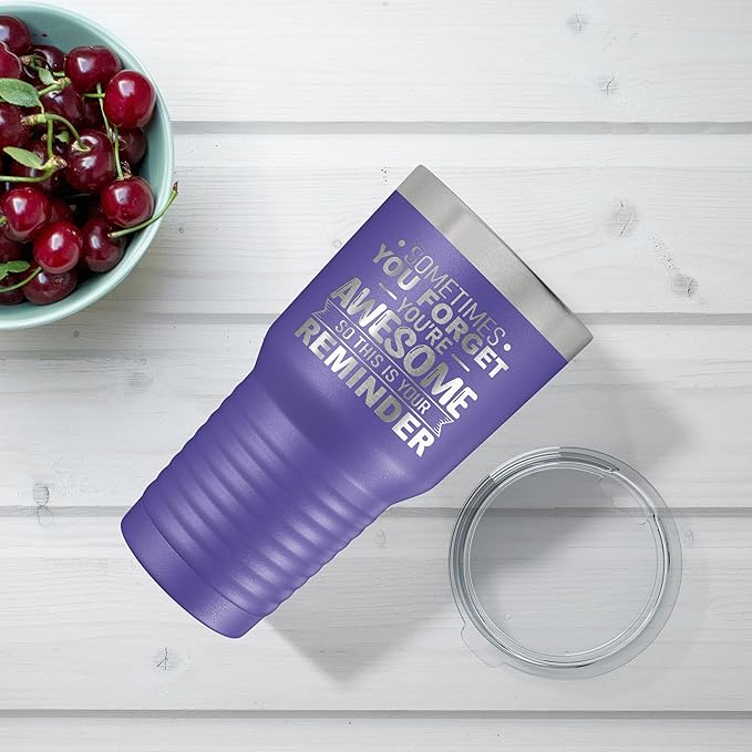 Spotted Dog Company Inspirational Tumbler, Inspirational Gifts for Men Dad Father Wife Sister Women, Birthday For Him Her, You?셱e Awesome Tumbler, Teacher Coworker Gifts 30oz Purple
