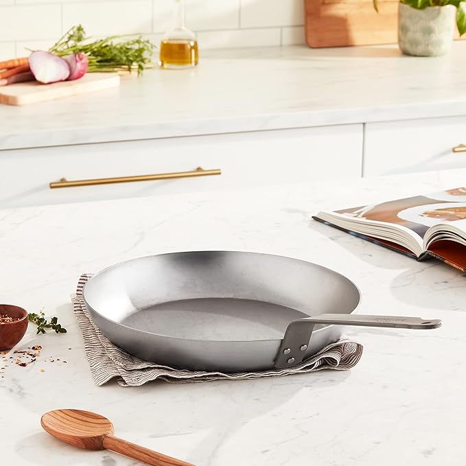 Mauviel M'Steel Black Carbon Natural Nonstick Frying Pan With Iron Handle, 11-in, Suitable For All Cooking Surfaces, Made in France