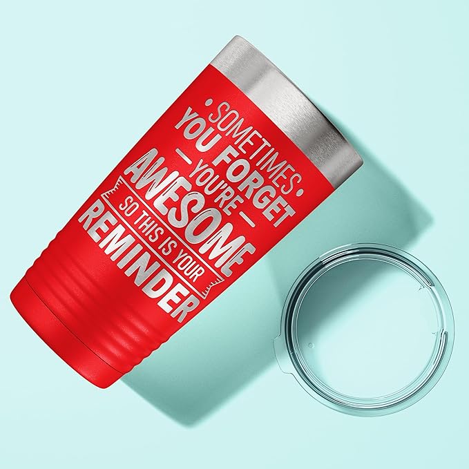 Spotted Dog Company Inspirational Tumbler, Inspirational Gifts for Men Dad Father Wife Sister Women, Birthday For Him Her, You?셱e Awesome Tumbler, Teacher Coworker Gifts 20oz Red