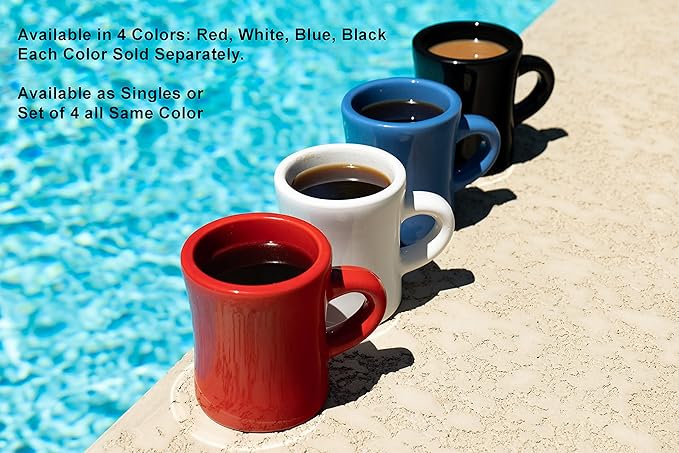 Culver 10-Ounce Ceramic Retro Diner Style Heavyweight Restaurant Mug, Two-finger C-handle (White, 4)