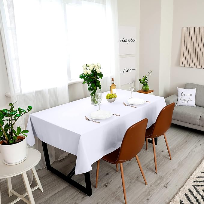 Utopia Kitchen Rectangle Table Cloth 1 Pack(90x132 Inches, White), Tablecloth Machine Washable, Polyester Table Cover for Dining, Buffet Parties, Picnics, Events, Weddings and Restaurants
