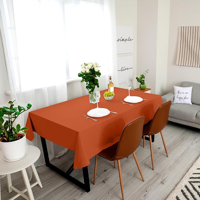 Utopia Kitchen Rectangle Table Cloth 2 Pack(60x84 Inches, Orange), Tablecloth Machine Washable, Polyester Table Cover for Dining, Buffet Parties, Picnics, Events, Weddings and Restaurants