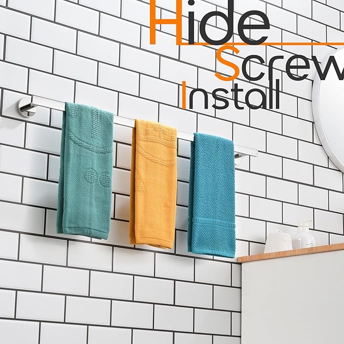 32 Inch Bathroom Towel Bar Bath Towel Rack Kitchen Towel Holder Long Towel Rails Wall Mounted SUS304 Stainless Steel Polished Chrome AN4001CH-L32