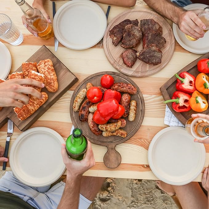 100% Compostable Plates 10 Inch 125 Pack Disposable Plates Bulk Heavy-Duty Dinner Plate Natural Biodegradable Sugarcane Plate for Party Picnic