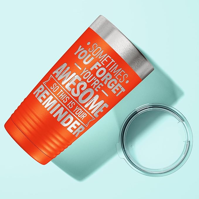 Spotted Dog Company Inspirational Tumbler, Inspirational Gifts for Men Dad Father Wife Sister Women, Birthday For Him Her, You?셱e Awesome Tumbler, Teacher Coworker Gifts 20oz Orange