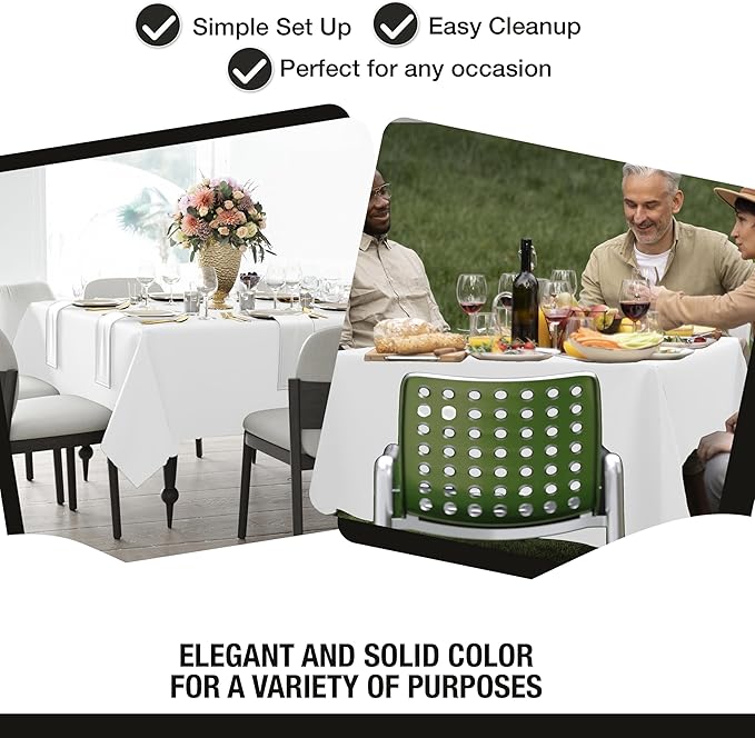 Party Solids 12-Pack White Square Plastic Disposable Tablecloth ??Size: 70 횞 70 Inches ??Square Table Cover for Parties, Picnics & Formal Events