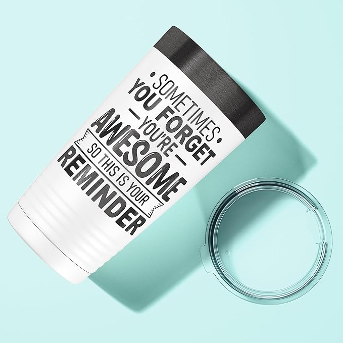 Spotted Dog Company Inspirational Tumbler, Inspirational Gifts for Men Dad Father Wife Sister Women, Birthday For Him Her, You?셱e Awesome Tumbler, Teacher Coworker Gifts 20oz White Black